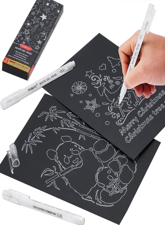 باندافلاي أقلام جل بيضاء من باندا فلاي، برأس رفيع للغاية 0.5 مم، حبر معتم يدوم طويلاً، مثالية للكتابة في المذكرات، أو الرسم، أو الفن - هدية مثالية للفنانين، أو هدايا الأعياد، أو مشاريع الأعمال اليدوية، عبوة من 3 أقلام - Image 5